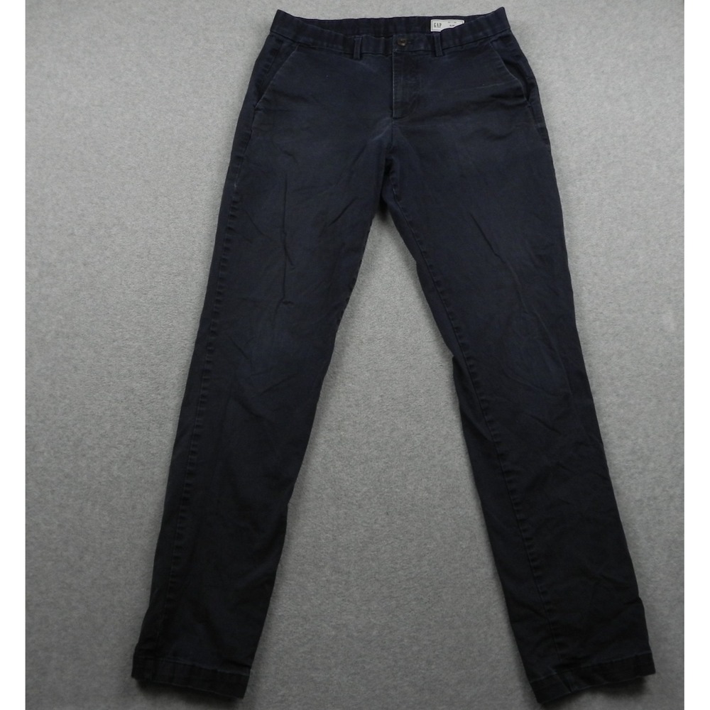 Gap Pants Mens 32x34 Slim Fit Lived-In Chino Casual Stretch Flex Flat Front Blue
